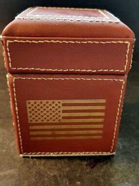 American Heritage Leather Bound Box with Two Decks of Playing Cards